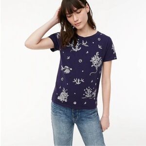 J. Crew Nautical Embroidered Crewneck Tee. XXS. NWT.